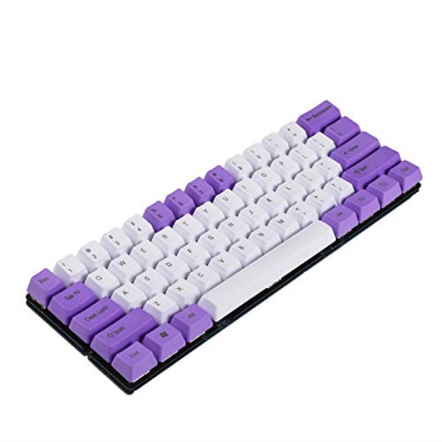 npkc white purple mixed 61 ansi keyset oem profile thick pbt keycap
