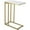 Gold-Length18.2, variant on C Shaped End Table with Metal Frame - Modern Slim Sofa Side Table for Living Room, Grey
