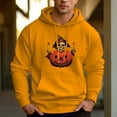 thumbnail image 4 of Men's 330g 100% Cotton Pattern Terry Dropped Shoulder Hoodie-Pumpkin Candle Skull, 4 of 15