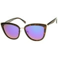 thumbnail image 2 of sunglassLA Unisex High Fashion Metal Outer Frame Color Mirror Lens Oversized Cat Eye Sunglasses (Tortoise-Gold / Purple Mirror) - 55mm, 2 of 4