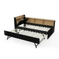thumbnail image 6 of Modern Twin Size Upholstery Velvet Daybed,Multi Functional Daybed with Trundle Bed,Height Adjustable Day Bed with Storage Headboard and Wireless Charging,LED Lights,for Bedroom,Apartment, Black, 6 of 7