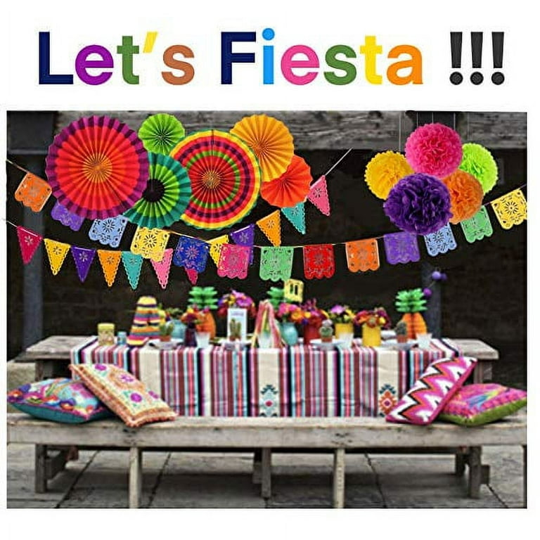 Fiesta Mexican Party Decoration Fiesta Paper Fans Pom Poms - Temu