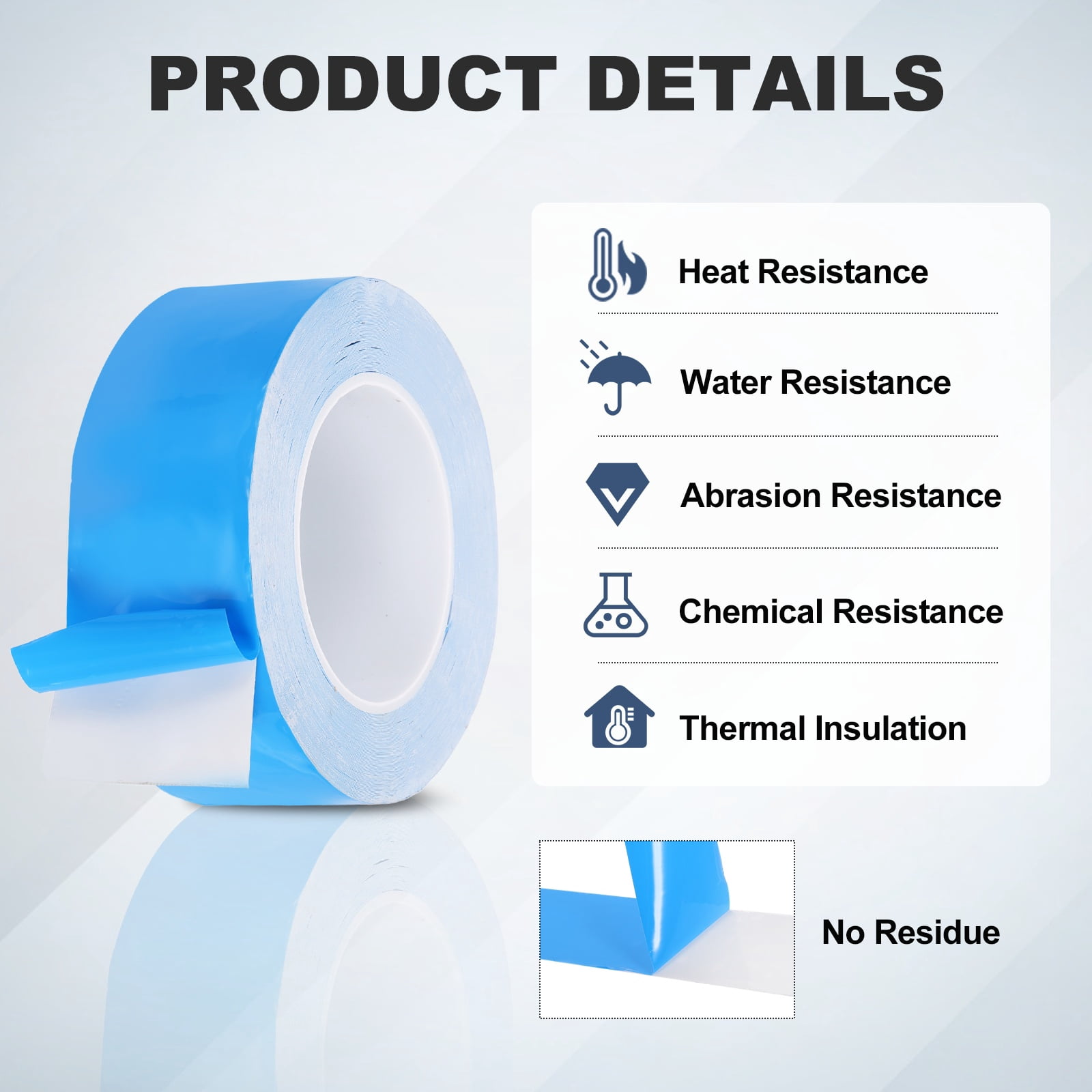 Thermal Adhesive Tape, 25m x 50mm x 0.25mm Double Sided Thermal Tapes Conductive Tape Electrically Insulated for Coolers LED Strips Heat Sink Computer CPU GPU, Blue