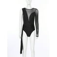 thumbnail image 3 of TiaoBug Lyrical Leotards for Womens Sheer Mesh Long Sleeve Figure Skating Dance Bodysuit Black XL, 3 of 7