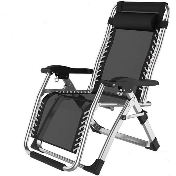 Heavy Duty Folding Zero Gravity Chairs Beach Deck Chairs Sun Lounger Recliner for Beach Patio Garden Camping Outdoor Square Steel Legs, Black