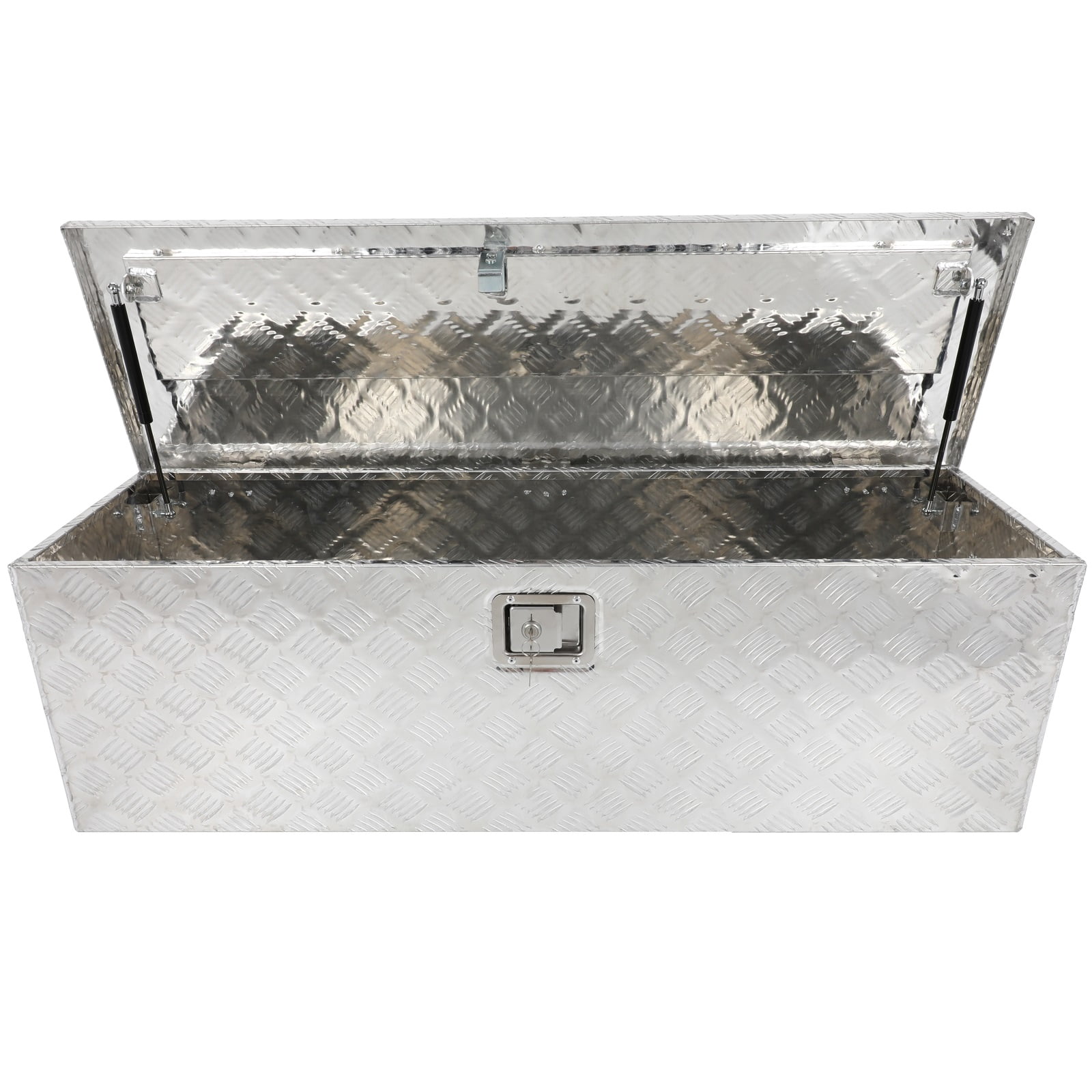 ECCPP Truck Bed Tool Box 49inch Underbody Flatbox Truck Bed RV Trailer Pickup Toolbox Heavy Duty Underbed Tools Chest Box with Side Handle, Lock and Keys Silver