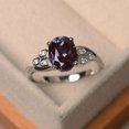 thumbnail image 1 of alexandrite ring, engagement ring, oval cut, color changing gemstone Silver Ring, 1 of 4