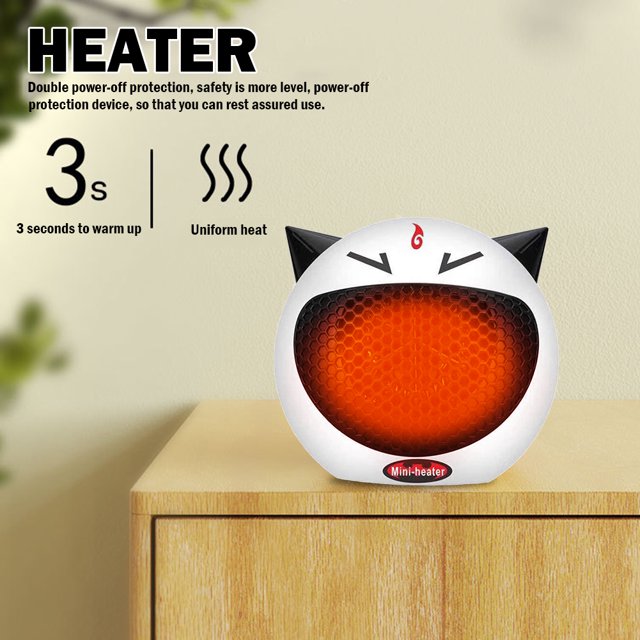 Calentador de aire caliente de escritorio de 500 W, ventilador calentador de bajo ruido para sala de oficina (blanco EE. UU.)