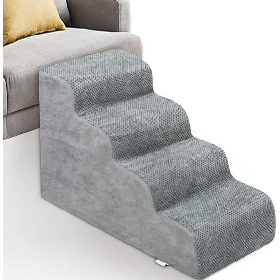 Niubya Multipurpose 4-Step High-Density Foam Pet Stairs, Gray