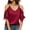 Wine Red, variant on ZHENWEI Womens Summer V Neck Cold Shoulder Tops T Shirts Cut Out Lace Short Sleeve Solid Color Blouses Shirt