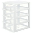 thumbnail image 1 of EeaseMX Caja de almacenamiento tipo cajón de escritorio transparente de 4 capas de plástico Mini organizador de almacenamiento de cosméticos Soporte para artículos diversos (blanco y transparente), 1 of 7