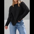 thumbnail image 4 of Suéteres de Cuello Redondo de Punto Extragrandes para Mujer Negro XL, 4 of 8