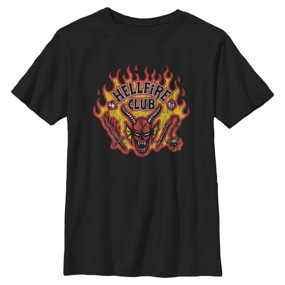 Netflix Boys' Stranger Things Retro Hellfire Club Logo T Shirt