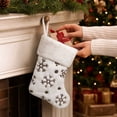 thumbnail image 5 of JeashCHAT Mini White Plush Christmas Stockings, 7.48 Inch Glitter Sequin Snowflake Xmas Stockings Hanging Ornaments, Christmas Tree Decorations, 5 of 7