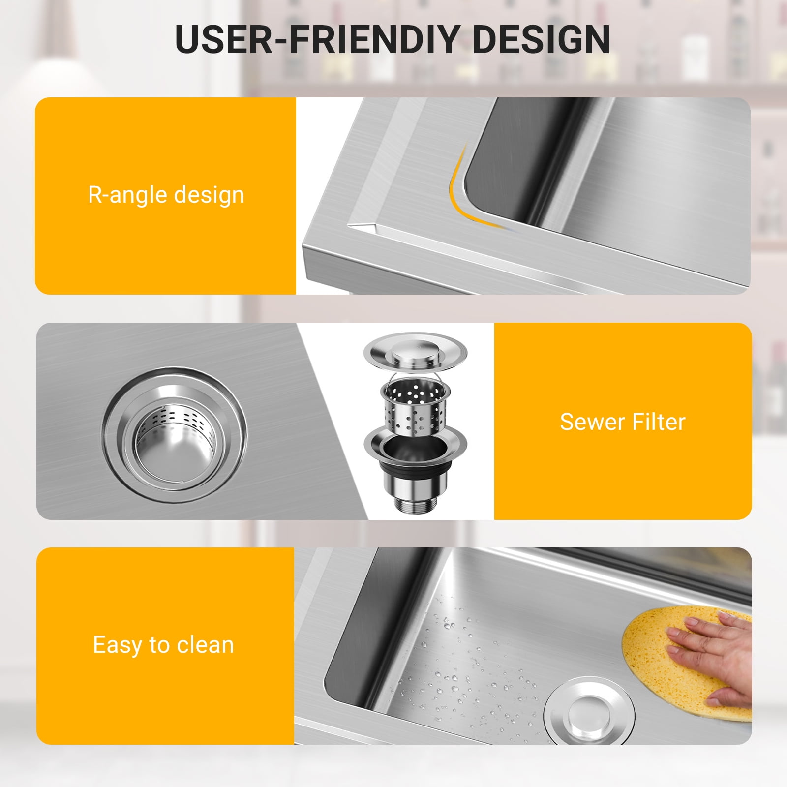 COZONY Freestanding Stainless Steel Commercial Sink with Faucet - Prep & Utility Washing Hand Basin, Laundry Tub for Restaurant, Garage, Shop, Cafe