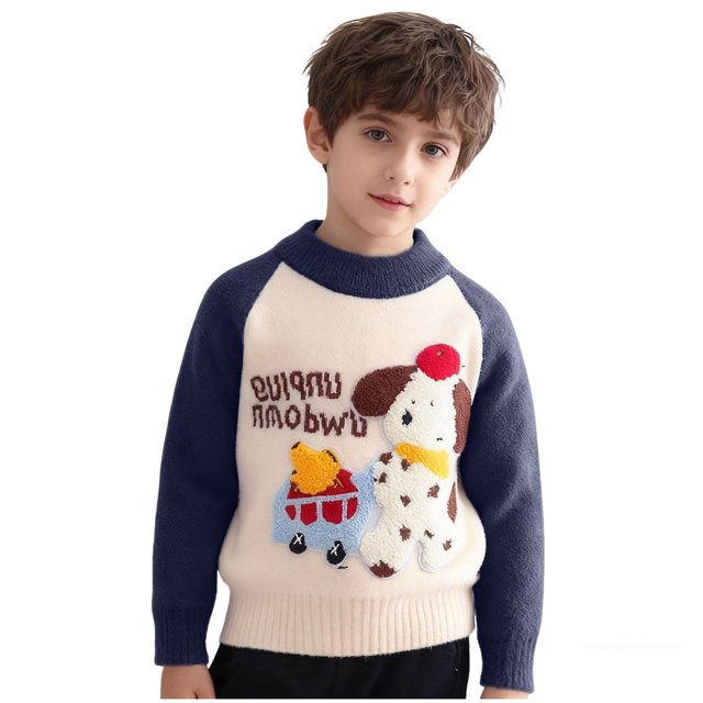 Chandail pour Enfants, Chandail Décontracté à Col Rond Tricoté