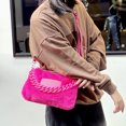 thumbnail image 4 of Bolso Mujer Chic Cadena Y2K Con Cremallera Suave Mujer Invierno Diario Rosa Rojo Rojo, 4 of 5