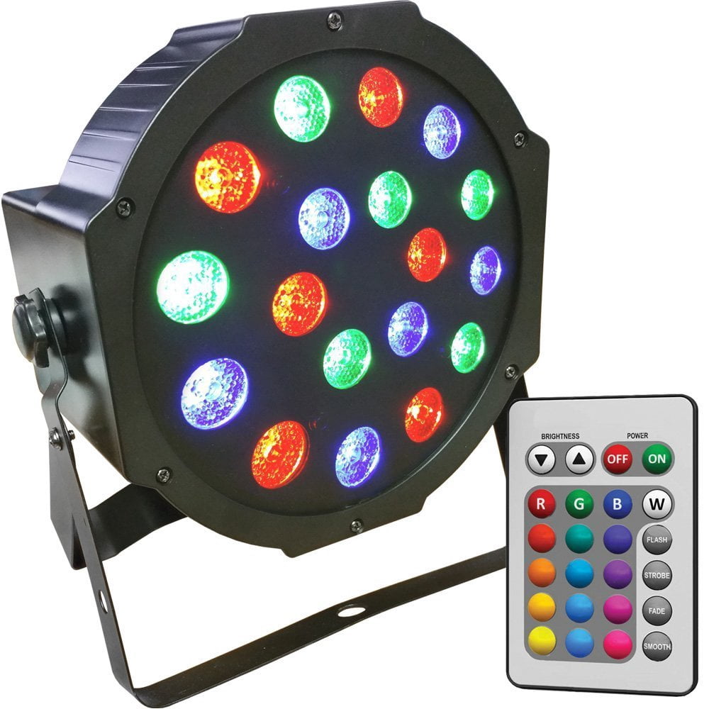 Full RGB Color Mixing LED Flat Par Can - 18 1-watt LEDs - Up Lighting - Stage Lights