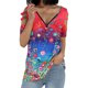 thumbnail image 1 of Lucakuins - Camiseta estampada con blusa para mujer, manga corta suelta con cremallera y cuello en V Lucakuins  moda, 1 of 9