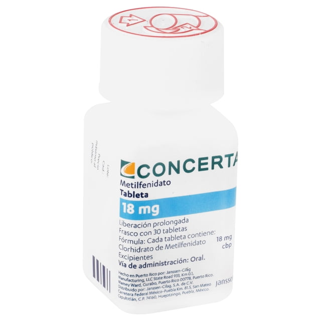 Concerta 18 mg 30 tabletas de liberación prolongada | Walmart en línea