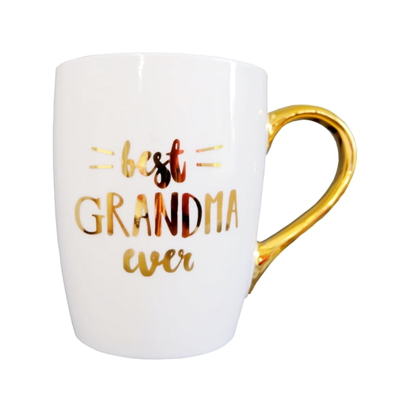 Mon Tresor Decor Best Grandma Ever Large Gold Coffee Mug Tea Cup Mothers Day Gifts for Grandma Inspirational Ideas Gifts for Grandma Mom Aunt Women Christmas Birthday