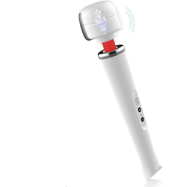 Cordless Personal Wand Electric Massager with 10 Powerful Magic Vibrations, Rechargeable Handheld Back Massager Wand Massage for Deep Muscles Pain Relief - White