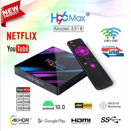 Android TV Box - H96 Max-3318 2GB+16GB 5G WIFI bluetooth 4.0 Android 10.0 USB3.0 Support HD Netflix 4K Youtube