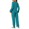 thumbnail image 3 of INSPIRE CHIC Women's Lounge Sets Long Sleeve Cats Print Tops with Pants Sleepwear with Pockets L Peacoke Blue, 3 of 6