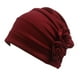 thumbnail image 1 of Elegante pañuelo para la cabeza para mujer, turbante musulmán doblado con flores, cáncer de quimio borgoña Zulema gorros de quimioterapia contra el cáncer, 1 of 8