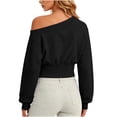 thumbnail image 5 of Women Sweatshirt Top Baeitkot Women Winter Casual Sports Style Sloping Shoulder Long Sleeved Sweatshirt Pullover Top Black XXL, 5 of 6