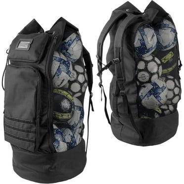 Gagasports Heavy Duty XL Soccer Mesh Ball Bag with Adjustable Backpack Straps – 2 Front Pockets for Gear & Accessories – Ideal for Coaches, Outdoor, and Water Sports Equipment, water bottles