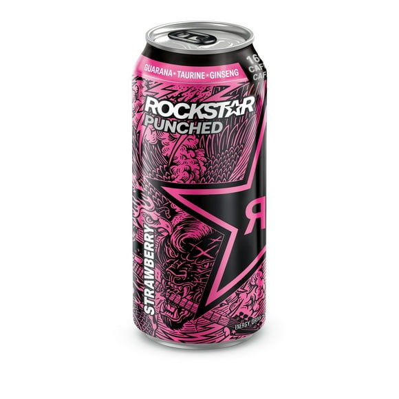 Rockstar Punched Strawberry Energy Drink, 473mL Can, 473mL