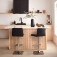 thumbnail image 2 of Bouclair Black Matte Faux Leather and Chrome Adjustable Bar Stool, 2 of 10
