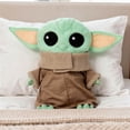 thumbnail image 2 of Star Wars Mandalorian Grogu Kids Decorative Weighted Pillow Buddy, Polyester Velboa, Green & Brown, Disney, 26" x 18", 2 of 8