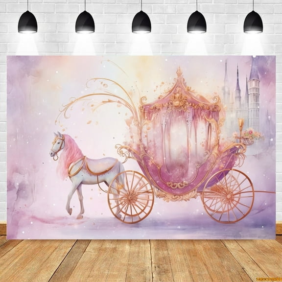 ss Girl Birthday Party Photography Backdrop r Baby Shower Horse Pumpkin Carriage Castle Background Photostudio Props