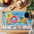 thumbnail image 2 of Blue Summer Pool Placemats Set of 8 Watermelon Swimming Ring Slippers Place Mats Indoor Wipeable Table Mats Washable Cloth Dining Table Placemats for Kitchen Holiday Party Home Decor 13x19 Inch, 2 of 9
