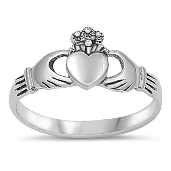 Sterling Silver Women's Claddagh Heart Hand Ring 925 Band 9mm Jewelry Female Male Unisex Size 5