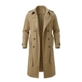 thumbnail image 4 of Mrmaere Men Lapel Trench Coat Double Breasted Belted Long Sleeve Outerwear For Business Daily Khaki L, 4 of 9
