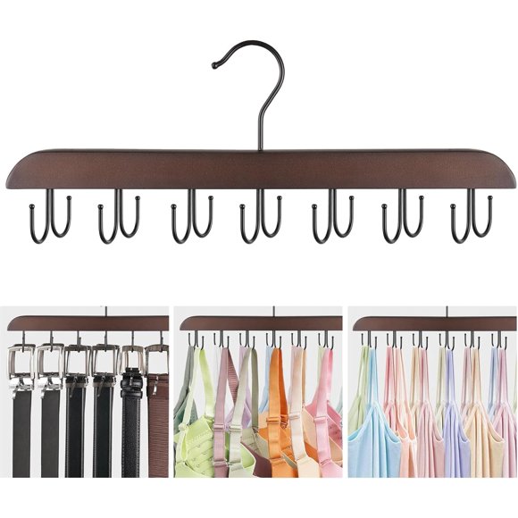 Mkono Belt Hanger Bra Hangers for Closet Organizer Space Saving with 14 Hooks for Tank Top, Belt, Sports Bra, Ties, Scarf Holder 360° Rotating Hanger for Home Apartment Dorm Storage