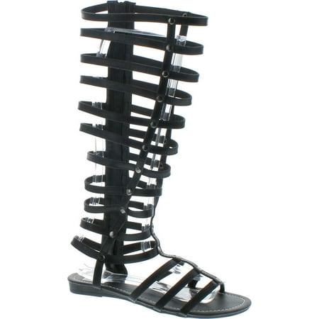 

Bumper Women s Lory 90 Gladiator Sandals Black PU 6.5