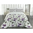 thumbnail image 2 of Ambesonne Flower Quilted Coverlet 3 Pcs, Wild Orchid Bloom, Queen Size, Purple White, 2 of 4