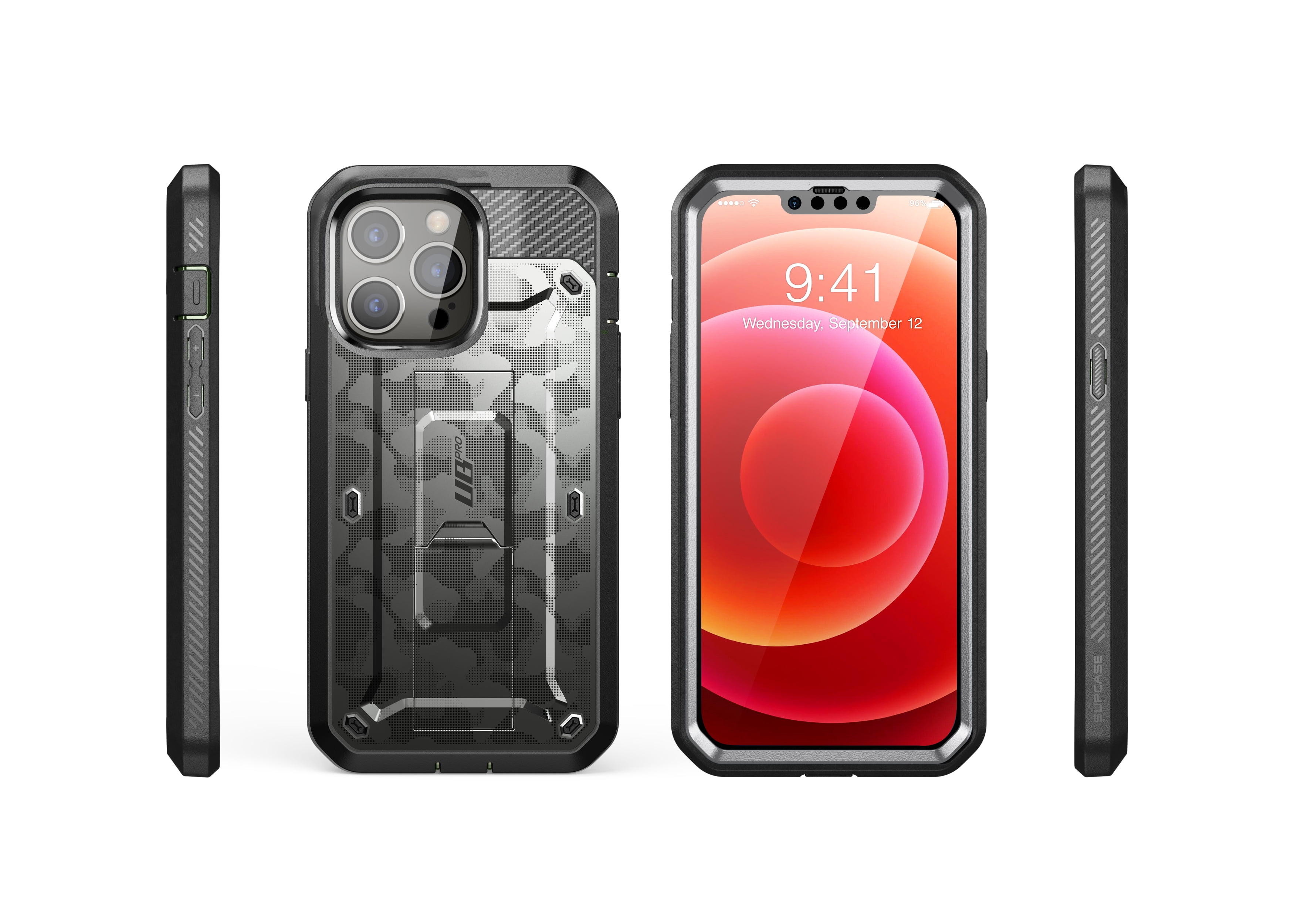 SUPCASE Unicorn Beetle Pro Series Case for iPhone 13 Pro Max (2021 Release) 6.7 Inch, Built-in Screen Protector Full-Body Rugged Holster Case (CamoGray)