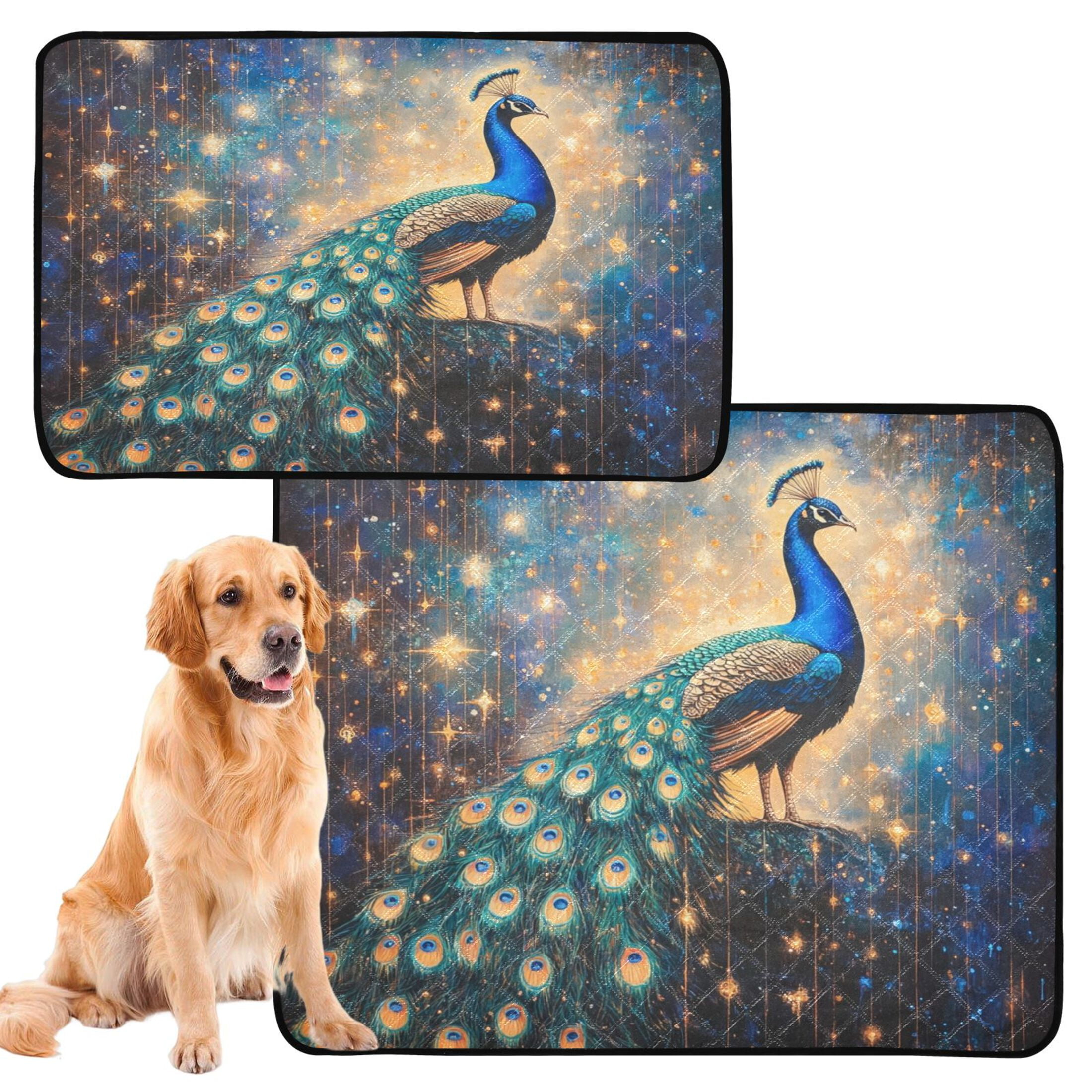Qxltty Starry Peacock Cat litter Pads Pet Set of 3 Diaper Mats Center Anti-leakage Layer Absorbent Soft and Comfortable