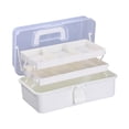 thumbnail image 3 of Caja de almacenamiento de 3 niveles, estuche de arte plegable, organizador de manualidades multifuncional, caja de aparejos portátil para maquillaje, Blanco, 3 of 8