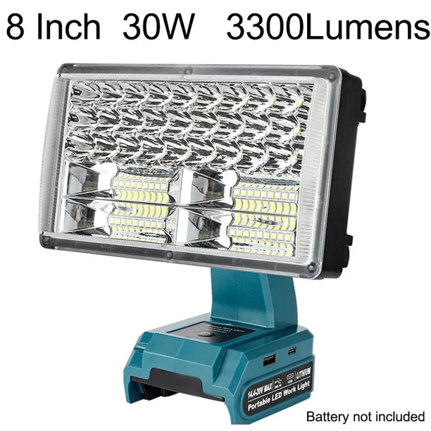 Para Ma*kita Batería de Iones de Litio de 18V Luz de Trabajo LED Linterna Inalámbrica de 8 Pulgadas Lámpara de Inundación de Emergencia Lámpara de Acampar Iluminación Exterior
