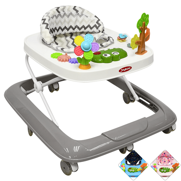 Andadera para Bebé Coco Luz y Sonido Altura Ajustable Plegable Ruedas de Goma Apta desde 6 meses - Gris