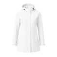 thumbnail image 4 of Smsaxvxz Womens Rain Jackets Fall Fashion Solid Zip Up Waterproof Windbreaker Coat Casual Mid Tops with Pockets White L, 4 of 6