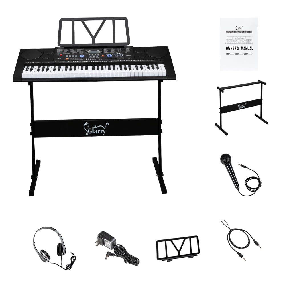Piano Bench and Microphone for Beginner Kids Adults Electronic Piano Keyboard Kit Music Keyboard with LCD Display Keyboard Stand Mugig 61 Key Keyboard Piano 