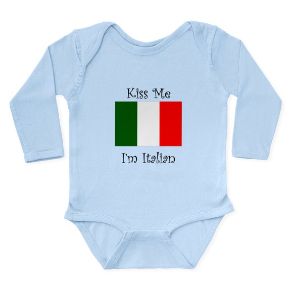 CafePress - Kiss Me Im Italian Body Suit - Long Sleeve Cotton Baby Bodysuit