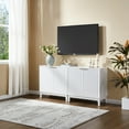 thumbnail image 3 of Mid-Century Modern Fluted 2 Door Storage Cabinet Accent Chest White Wood with Brass Handles for Living Room Dining Entryway, 3 of 6